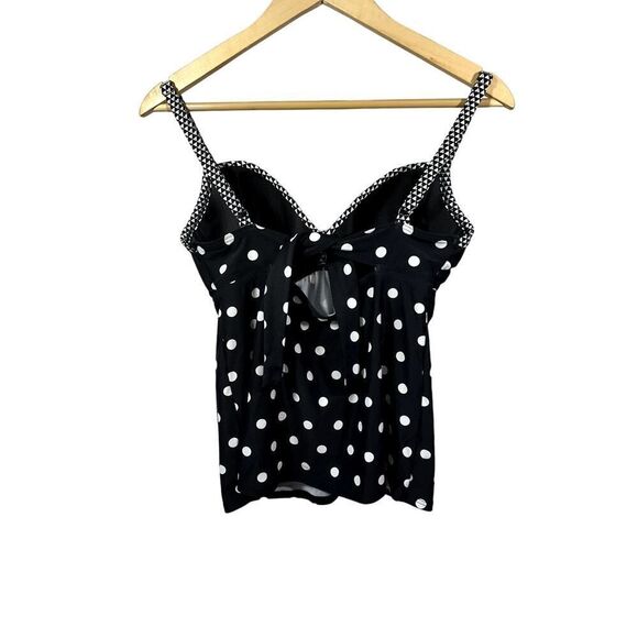 COCO REEF Women's Contrast Polka Dot Geometric Tankini Swim Top Black Size 32D - Picture 6 of 12
